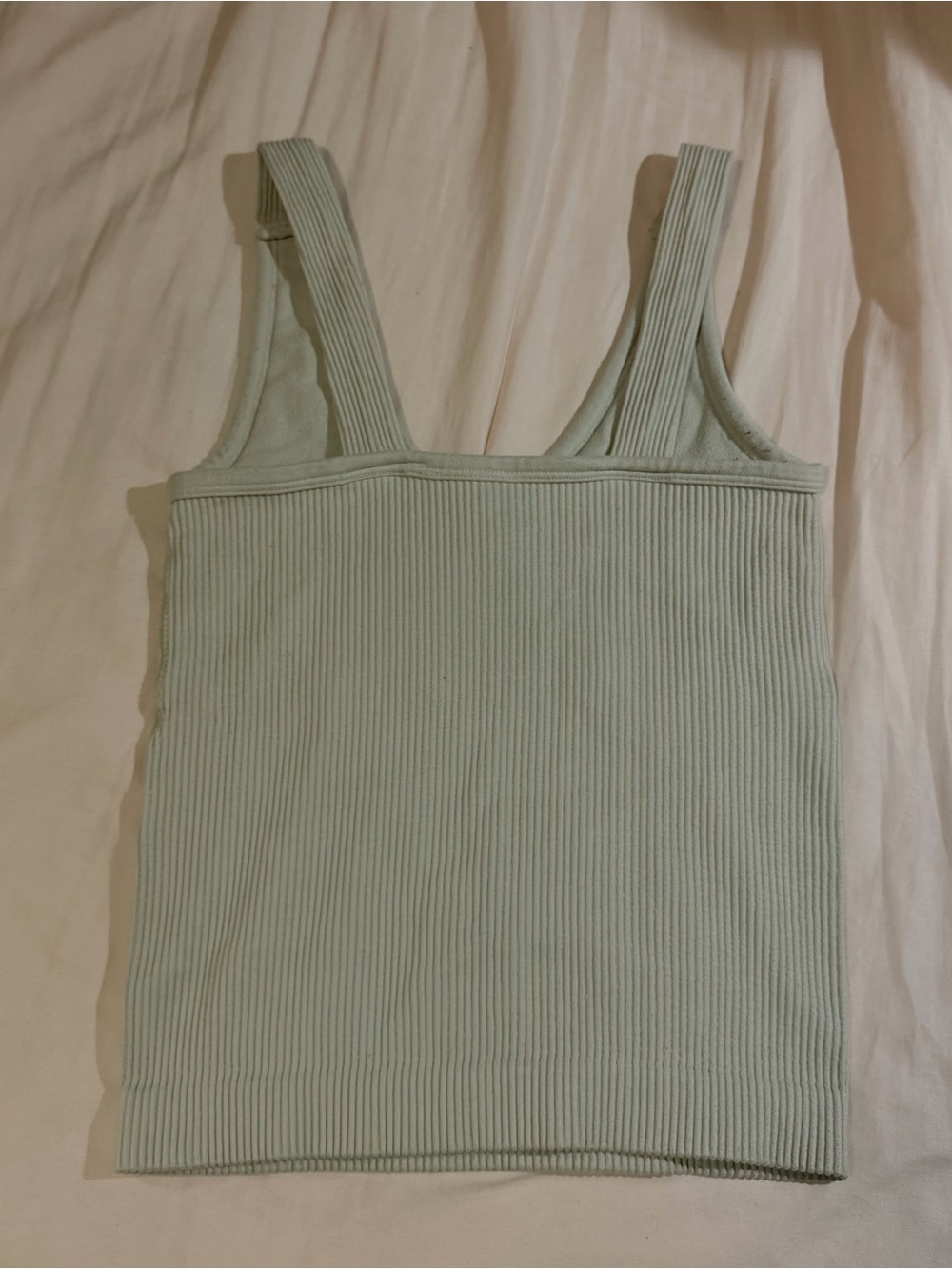 Off White Ribbed V-Neck Tank Top - Picture 2 of 5